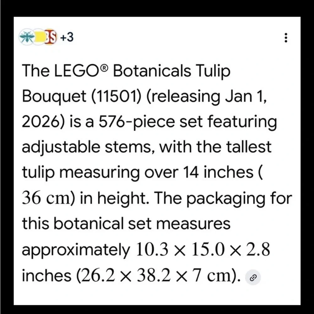 LEGO Botanicals Vibrant Tulip (11501) 576pcs 18+ NIB Sealed